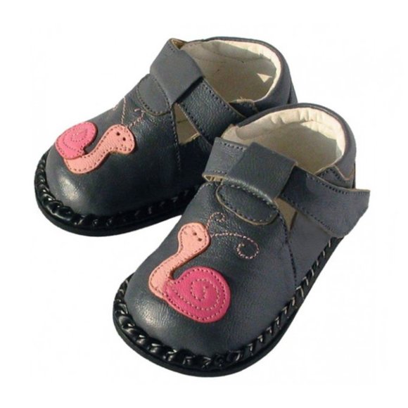 Other - NWT Grey Pink Snails Leather Infant Toddler Shoes